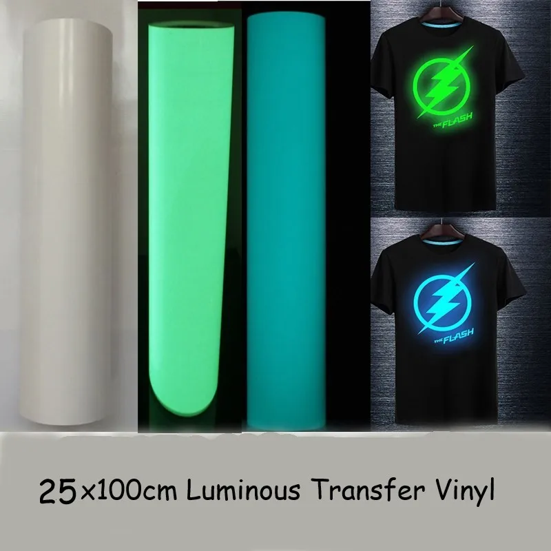 

Free shipping High Quality 25cmx100cm T-shirt Luminous PU Heat Transfer Vinyl Print Cutting Plotter Heat Press Iron ON