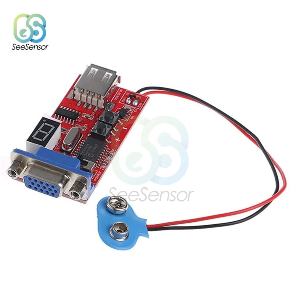 Generador de señal VGA DC 9V, probador LCD, 15 señales de salida, batería USB, fuente de alimentación Dual, módulo de prueba de pantalla LCD