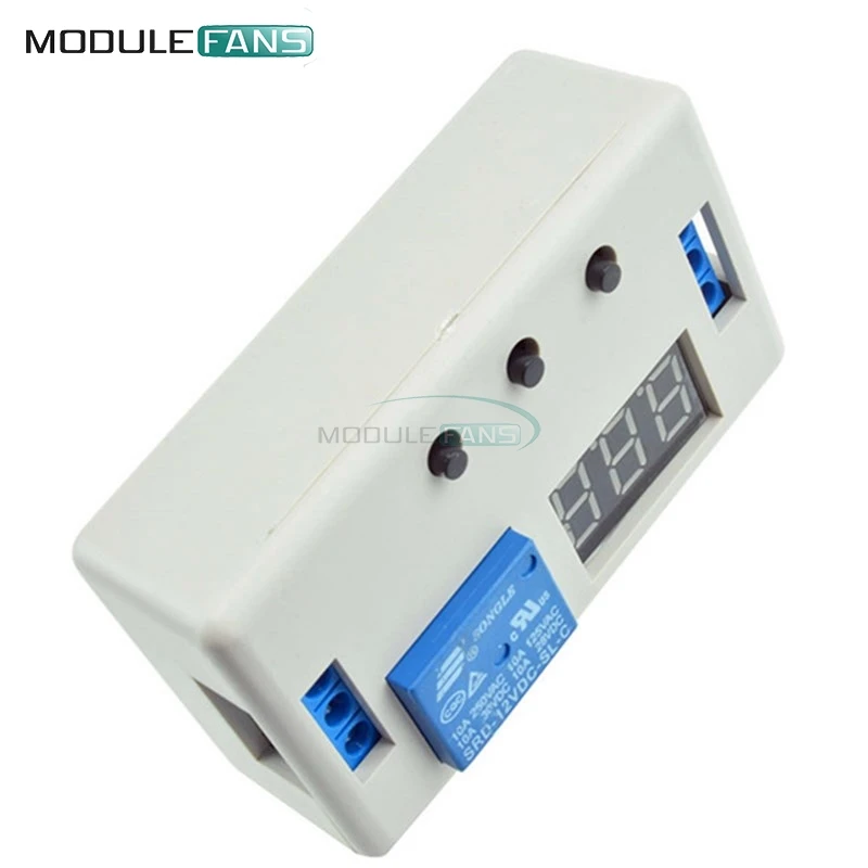 Digitale LED-display Tijdrelaismodule Board DC 12V Controle Programmeerbare tijdschakelaar Trigger Cycle Module met behuizing