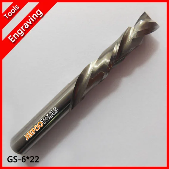 6*22 Up&Down cutter, two flutes end milling,cnc router bits for Acrylic,MDF,PVC,Aluminum