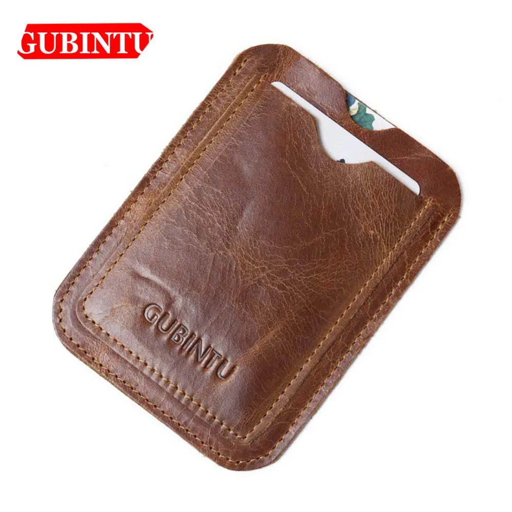 GUBINTU Geniune Leather Card Wallet Simple Design ID Card Holder Passcard Pocket Classic High Quality Brand Male wallet
