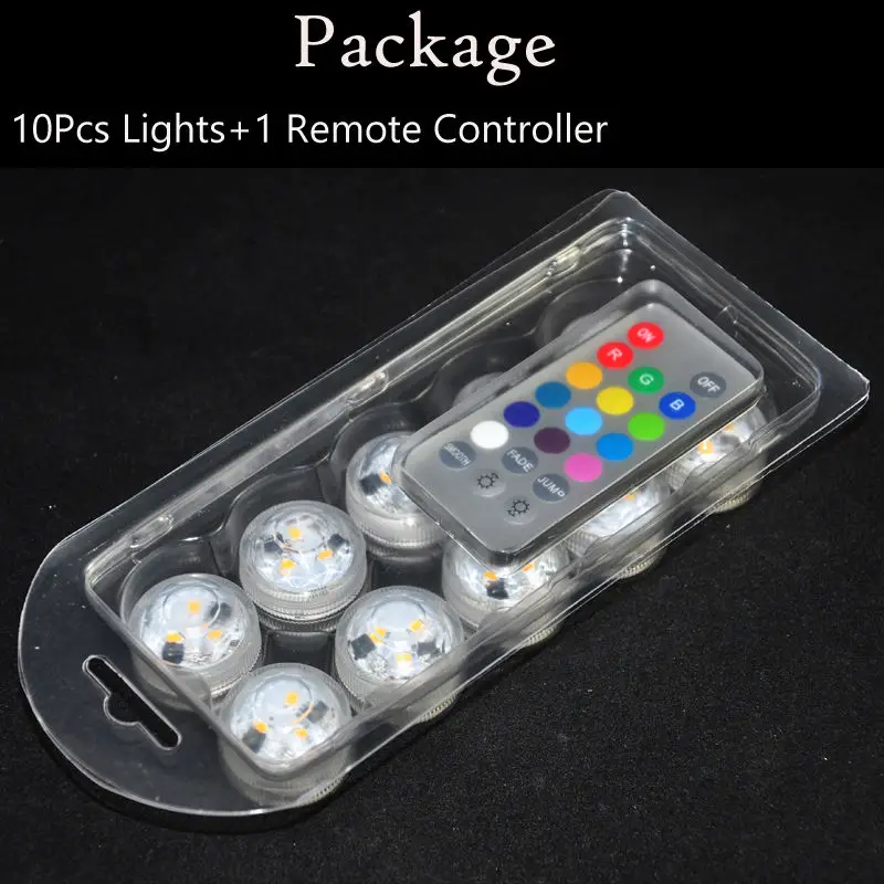 

10*LED party submersible led light 3CM Twist ON/OFF RGB color with remote control underwater light base for holiday decor