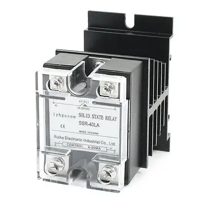 

High quality 4-20mA to AC28-280V 40A Single Phase Black Aluminum Heatsink Solid State Relay