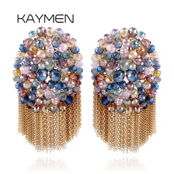 Hot Selling Statement Crystal Drop Earrings for Girls Multicolor Crystal Beads by Handmade Luxury Dangle Earrings Bijoux 4144