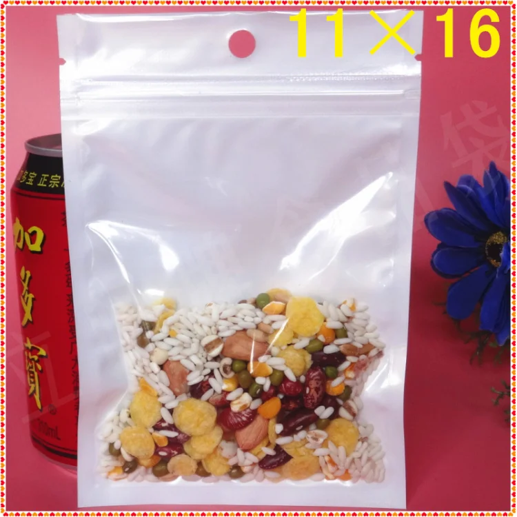 11*16cm White / Clear Resealable Valve Zipper Plastic Retail Storage Packaging Bag Ziplock Zip Lock Bag Package With Hang Hole