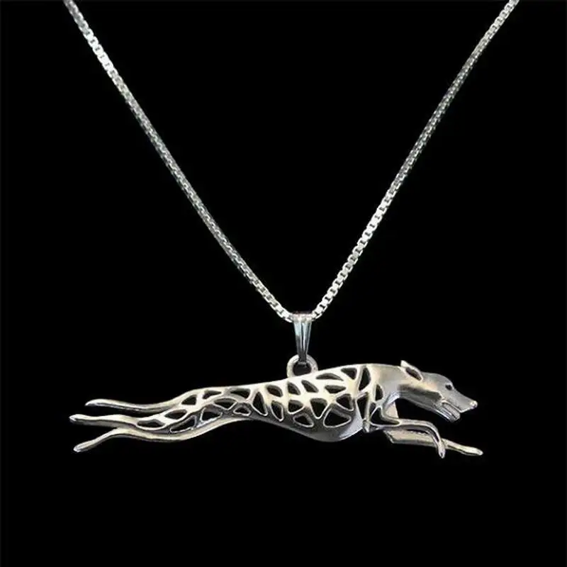 Women's Run Whippet Dog Shaped Pendant Necklaces With Metal Chain Drop Shipping