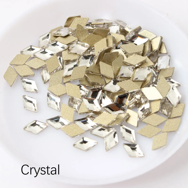 New sale 4X6.5mm Rhombus Nail Rhinestone 30pcs/100pcs Flatback Crystal Stones For 3D Nail Art Decoration Free shipping