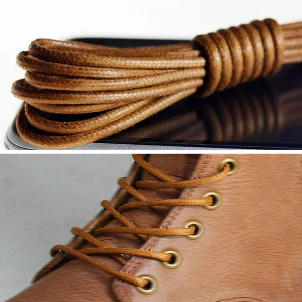 1Pair 75-85cm fashion casual leather shoelace Multi Color Cotton Waxed Round shoe laces 8 Colors