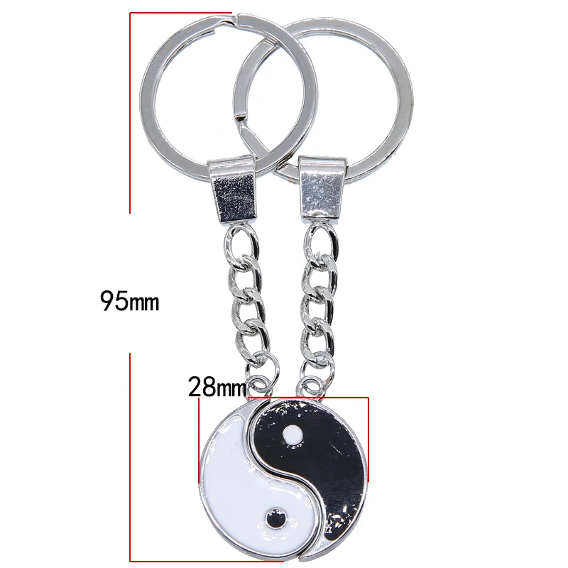 Exquisite pairing China yin yang couple keychain creative car keychain men and women key ring Enamel Black White Couple Charm