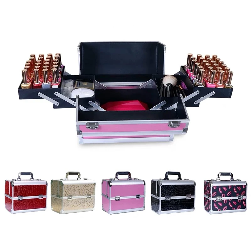 New Women Cosmetic Bags ,Nails Makeup Toolbox, Multifunction PVC Beauty Box Travel bag Luggage bag Suitcase Girl light handbag