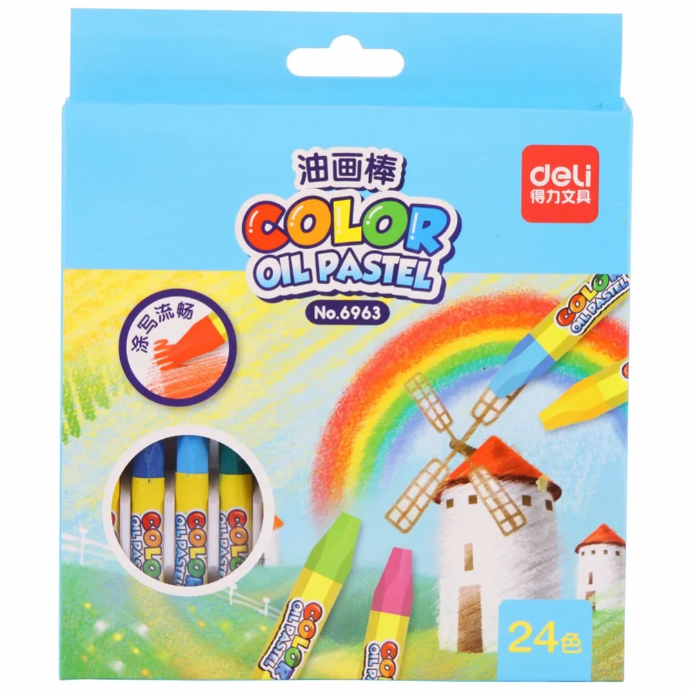 24 Pcs/Pack Cute Colorful 24-Color Hexagonal-Head Oil Pastel/Crayon for School Stationery & Office