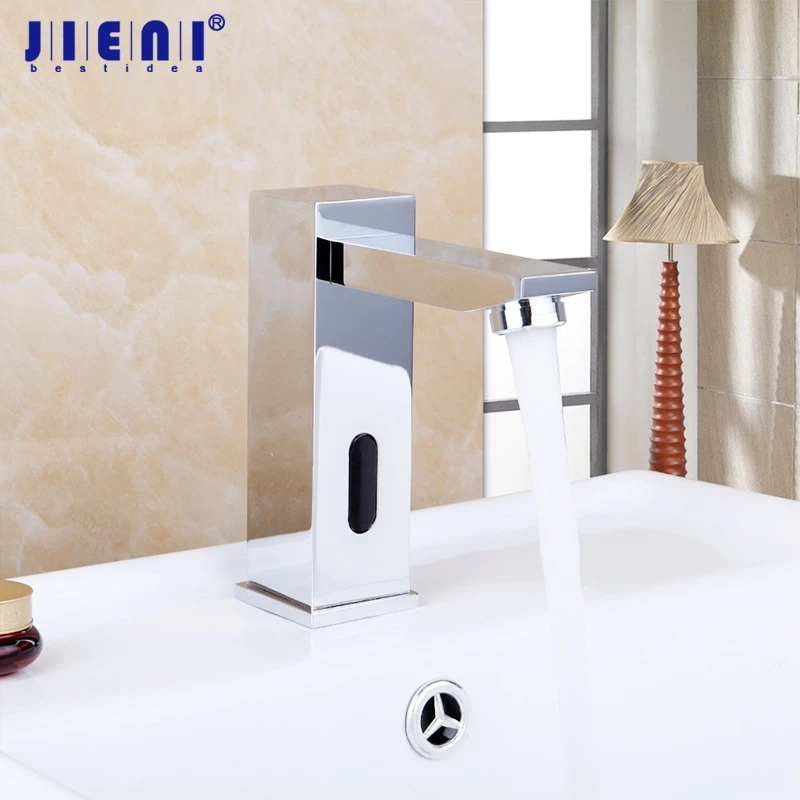 

JIENI Touch-Free Infrared Basin Tap Automatic Sensor Faucet Bathroom Basin Sink Faucet Hot & Cold Water Mixer Tap