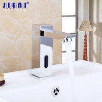 JIENI Touch-Free Infrared Basin Tap Automatic Sensor Faucet Bathroom Basin Sink Faucet Hot & Cold Water Mixer Tap