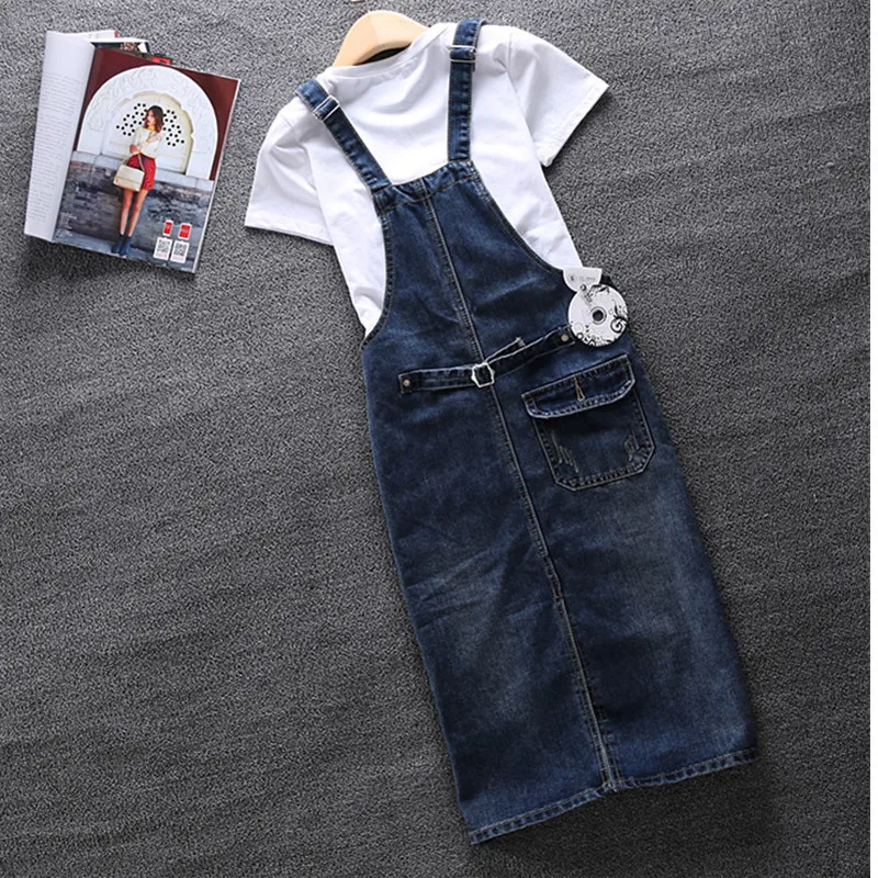 2024 Spring Summer Denim Women's Dress  Loose Spaghetti Strap Dress Large size Jeans Vintage Casual Female Dress Overalls S-5XL