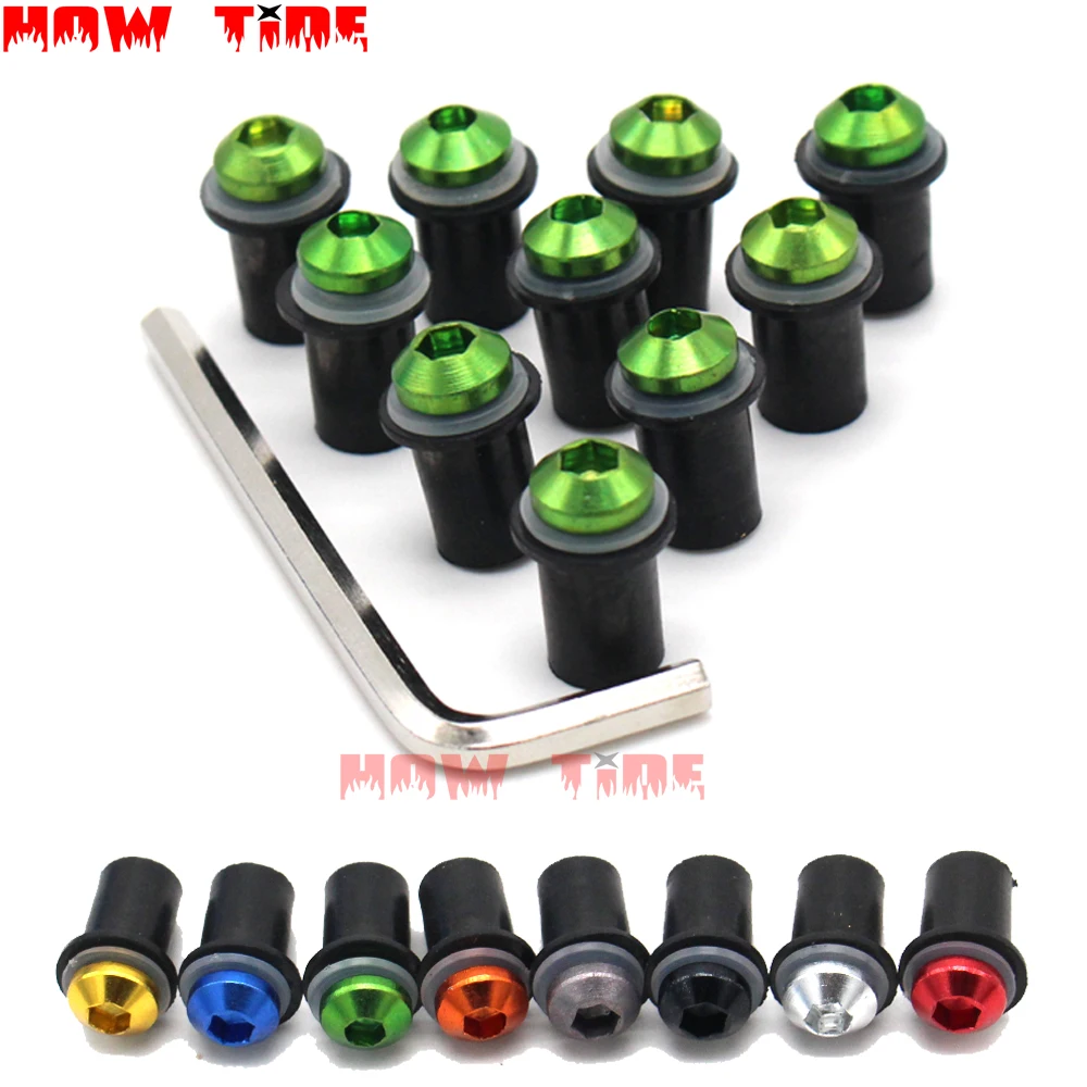 10Ps Motorcycle 5mm high quality Windshield Bolts Screw Nut Fastener Kit For KAWASAKI NINJA 250R/300 ZZR 400 versys 650/1000