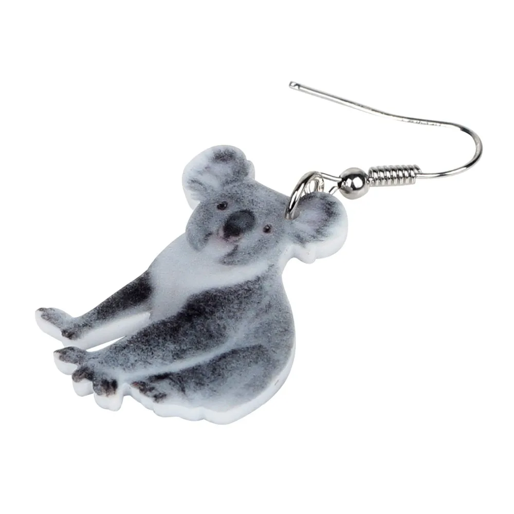 Bonsny Statement Acrylic Australian Koala Bear Earrings Drop Dangle Cute Animal Jewelry For Women Girls Gift Charms Wholesale