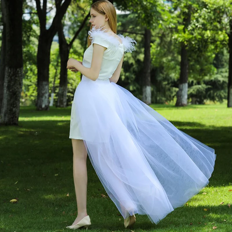Fashion Women Sexy Mesh Long Tulle Skirt Floor Length Wedding Party Tutu Skirt