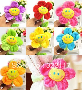 

32cm Curtain buckle smiley flower plush cartoon ,curtain strap child & wedding gift.8pcs/lot