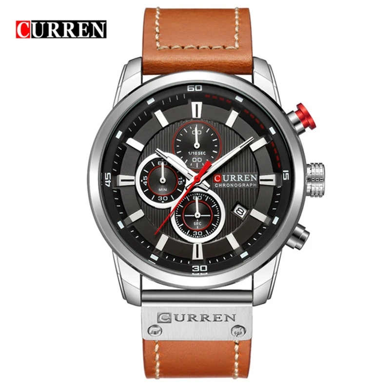 

New Mens Watches Fashion Casual Waterproof Chronograph Quartz Watch Men Date Leather Sport Military Male Clock CURREN 8291