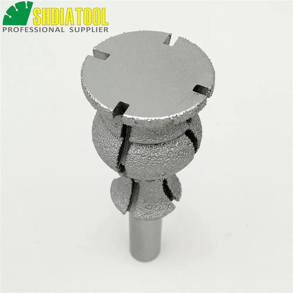 SHDIATOOL No.28 Vacuum Brazed Diamond Router Bits With 1/2" Shank For edge profiling/cutting Router Cutter For Granite Marble T1