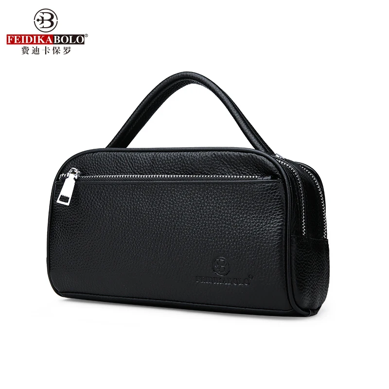 Hot Selling Echte Koe Lederen Mannen Clutch Bag Dubbele Rits Mannen Clutch Mode Koeienhuid Business Mannen Portemonnee Mannelijke Mobiele