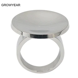 Women Stainless Steel Coin Rings Silver Color Fashion Jewelry US Size 9 8 7 6 Blank Ring 1 Piece