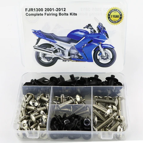 Комплект болтов для полного обвеса мотоцикла Yamaha FJR1300 2001-2012, винты для кузова, быстросъемные гайки, полный комплект крепежа для обвеса, стальные гайки.