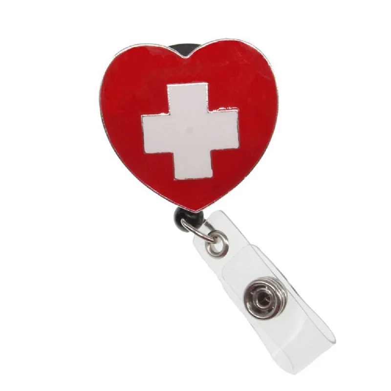 10pcs Medical Heart Shaped Nurse Gift Enamel Retractable Pull Reel/Id Badge Holder