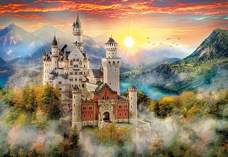 

Scenery Needlework,Swan Castle View 16CT 14CT Handwork Counted Embroidery,DIY Cross stitch kits,Art Cross-Stitching Home Decor