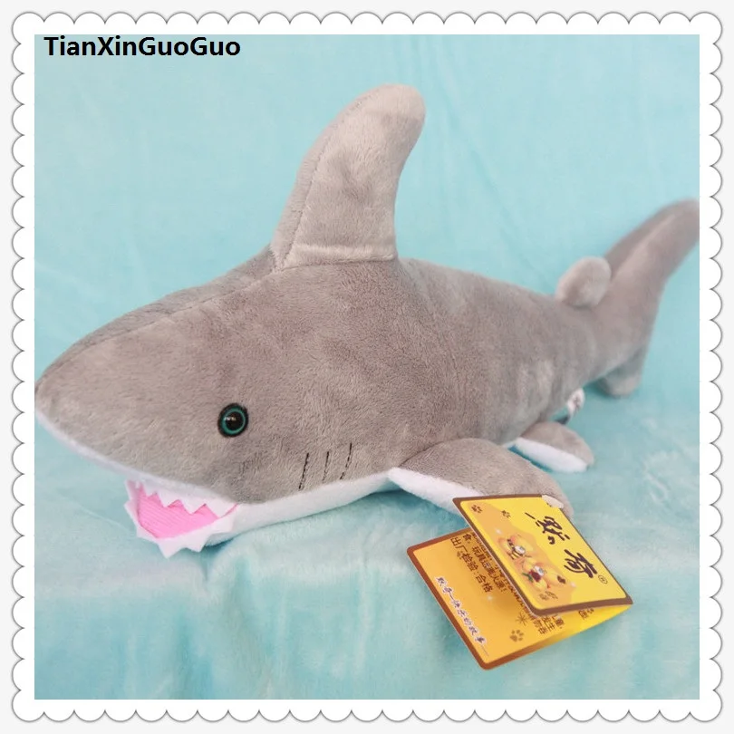 

about 40cm gray shark plush toy cartoon shark soft doll birthday gift s0097