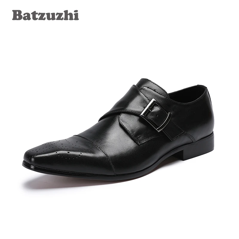 Batzuzhi Luxury Leather Shoes Men Pointed Toe Classic Black Leather Men's Business Dress Shoes Formal Suit Leather Dress Shoes