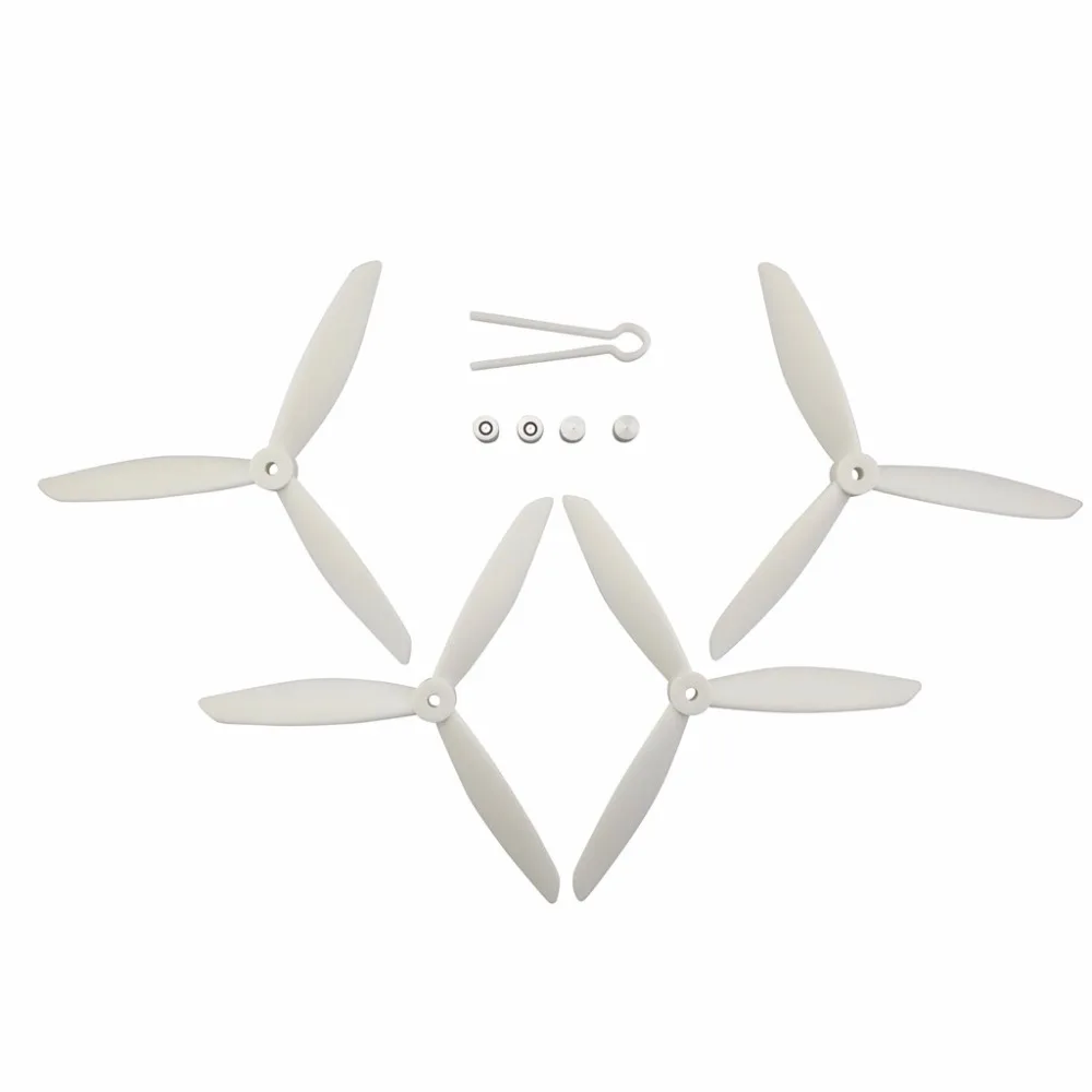 4PCS protective cover + 4PCS upgrade three-bladed propeller for HS700 HS700D brushless four-axis aircraft white