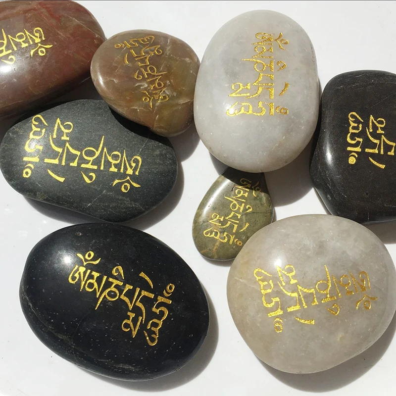 High Grade Riverstones Om Mani Padme Hum Marnyi Stones Strong Buddhist Texts Praying Stones Tibetan Buddhist Tantric Supplies