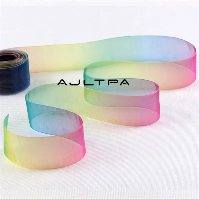 400yadrs 6mm/9mm/16mm/19mm/25mm/38mm Rainbow Gradient Color Organza Ribbon Gift Folwer Wrapping Tape Handmade Packing Ribbons