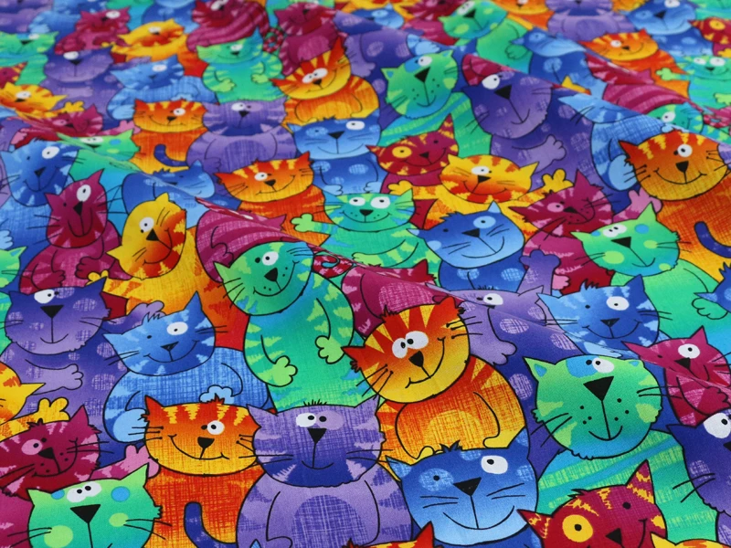 1 meter X 1.1 meter Cartoon cats patchwork sewing digital print fabric cotton tissues