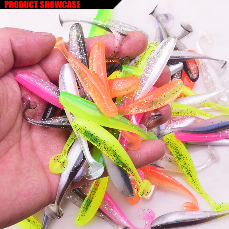 WDAIREN Soft Lure 5cm 7.5cm 9.5cm Double Color​ Shad Silicone Wobblers Fishing Worm Artificial Baits for Bass Sea Fishing Tackle