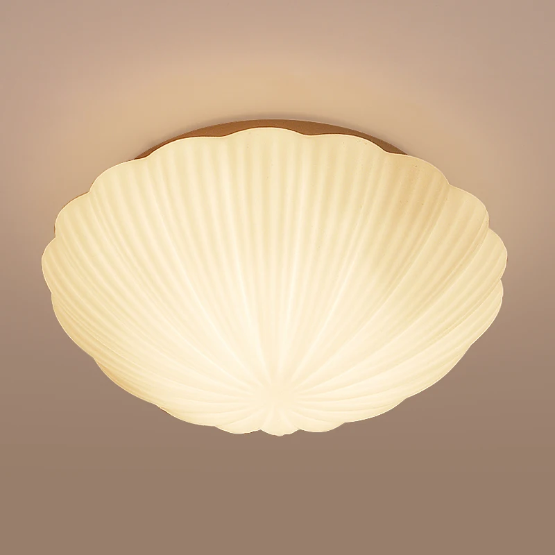 

Home Deco Shell Shape E27 LED Bulb Ceiling Light Fixture Modern Brief Romantic Kids Bedroom White Glass Conch Ceiling Lamp