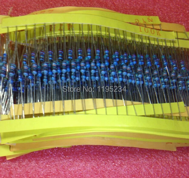  600pcs/lot 30 kinds of value of resistance ,10R-1M, 20pcs each kit 1% Metal film resistors DIP, Through Hole