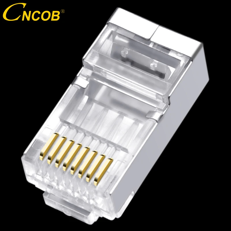CNCOB ขั้วต่อเครือข่าย Cat6 Rj45สายไฟเส้นผ่านศูนย์กลาง1.3มม. 8P8C FTP กิกะบิตอีเธอร์เน็ต Modular การเชื่อมต่อ RJ-45ปลั๊กหัวคริสตัล