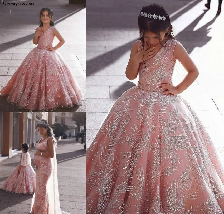 

2019 Lovely Flower Girls Dresses Dubai Style Daughter Toddler Pretty Kids Pageant Formal First Holy Communion Gown