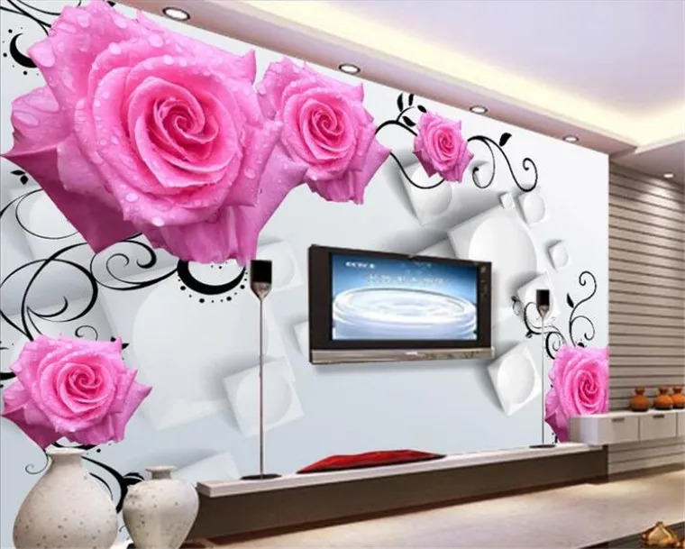 

Custom wallpaper 3d papel de parede mural rose vine TV background wall decoration painting living room 3d wallpaper