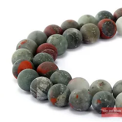 Natural Stone Dull Polish Matte African Bloodstone Beads 15