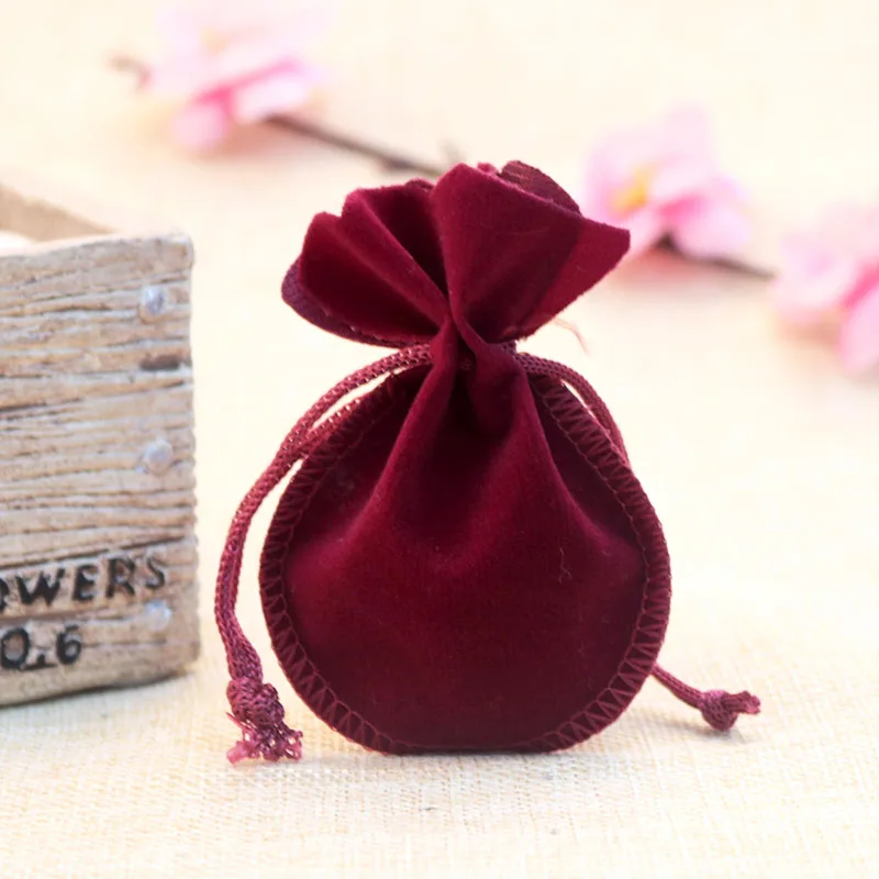 

500pcs/lot 8*10cm gourd dark red velvet bags jewelry pouches drawstring gift bag favor necklace earrings jewelry packaging bags