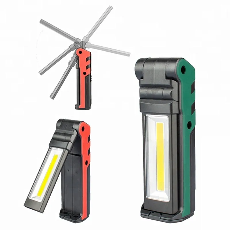 USB Rechargeable Working Light Dimmable COB LED Flashlight Inspection Lamp with Magnetic Base & Hook Outdoor Power Bank