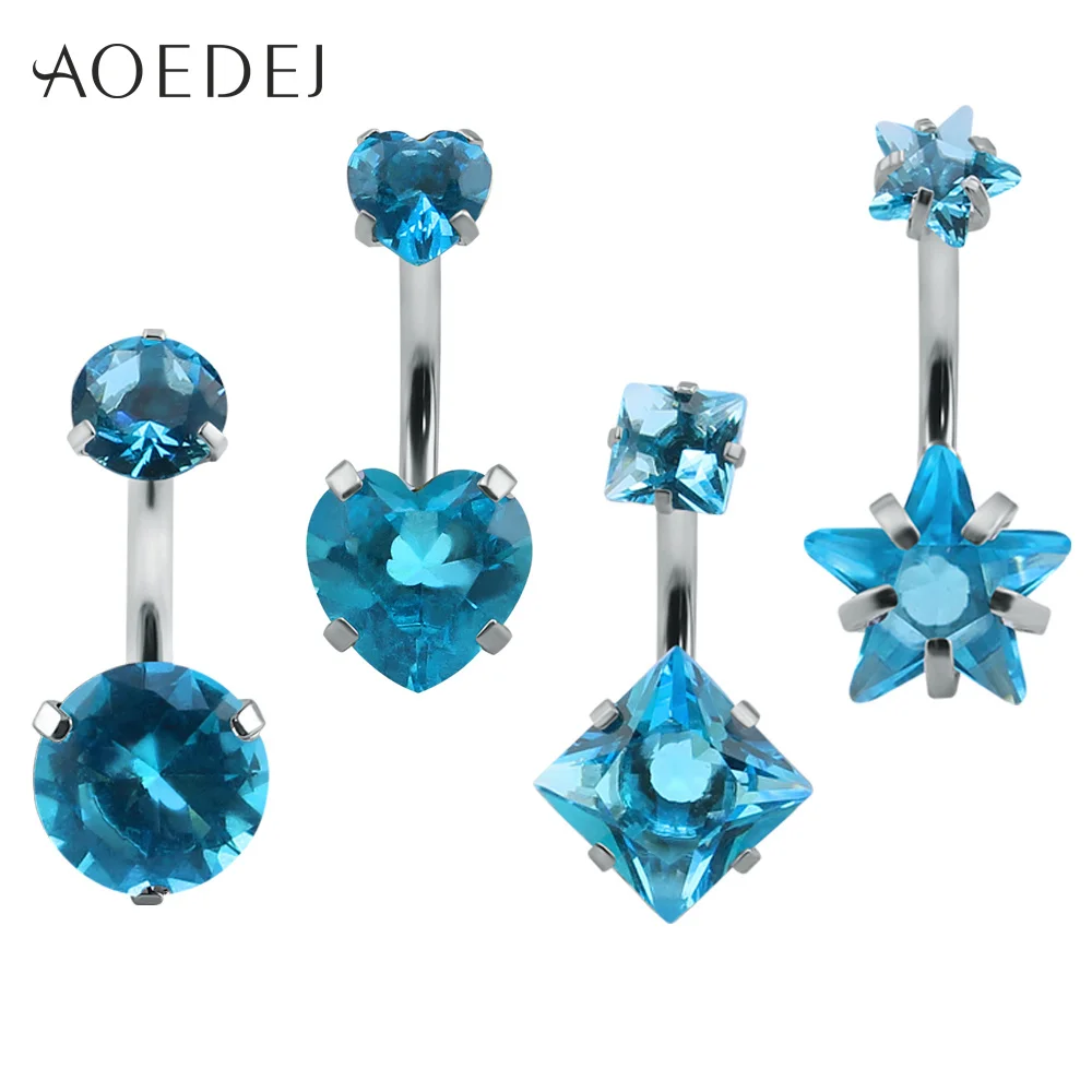 

AOEDEJ 4 Pcs/Lot 9 Colors Crystal Belly Button Piercings Stainless Steel Navel Piercing Sexy Belly Navel Ring Lot Body Jewelry