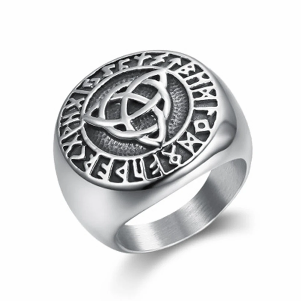 Viking Ring Nordic Rune Ring Trinity Viking Jewelry Celt Knot Stainless Steel viking Odin Amulet   Men Women Ring Jewelry