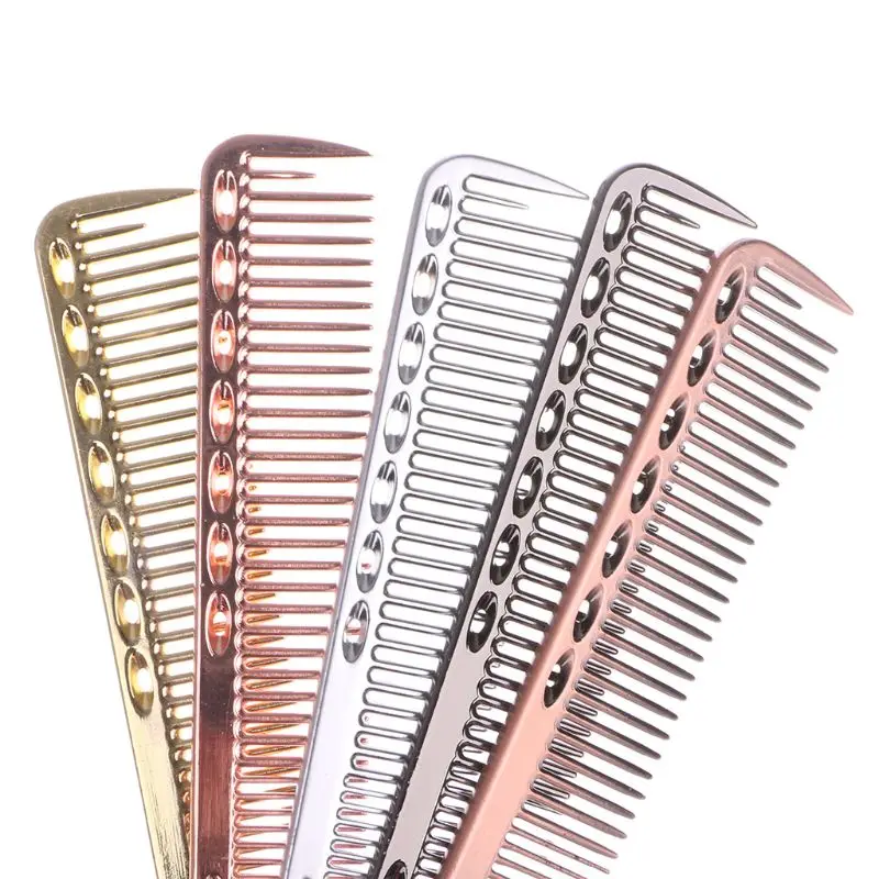 Cepillo de pelo para hombres y mujeres, peine de corte de Metal de aluminio, peine de peluquería y peluquería, peines de salón, cepillo de peluquería profesional