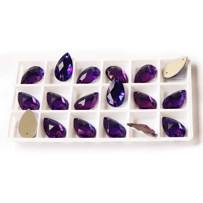 Lila Samt-Glas-Strass-Applikationen zum Aufnähen, Glitzernde Verzierungen für Hochzeitskleider, DIY-Design, Nähzubehör – Detail 7