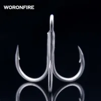 20 unids/lote gancho triple grueso fuerte tracción 1 # 2 # 4 # 6 # 8 # 10 # 12 # Anzuelos de pesca triples doblados redondos de acero con alto contenido de carbono