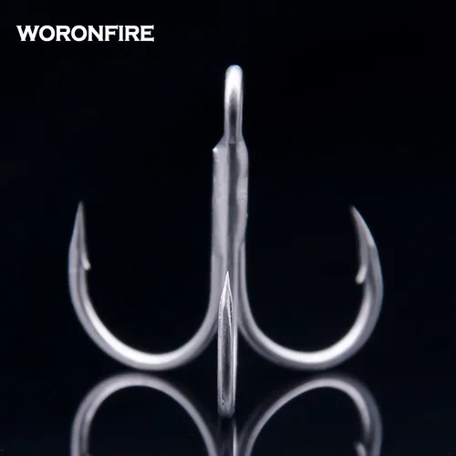 20 unids/lote gancho triple grueso fuerte tracción 1 #   2 #   4 #   6 #   8 #   10 #   12 #   Anzuelos de pesca triples doblados redondos de acero con alto contenido de carbono